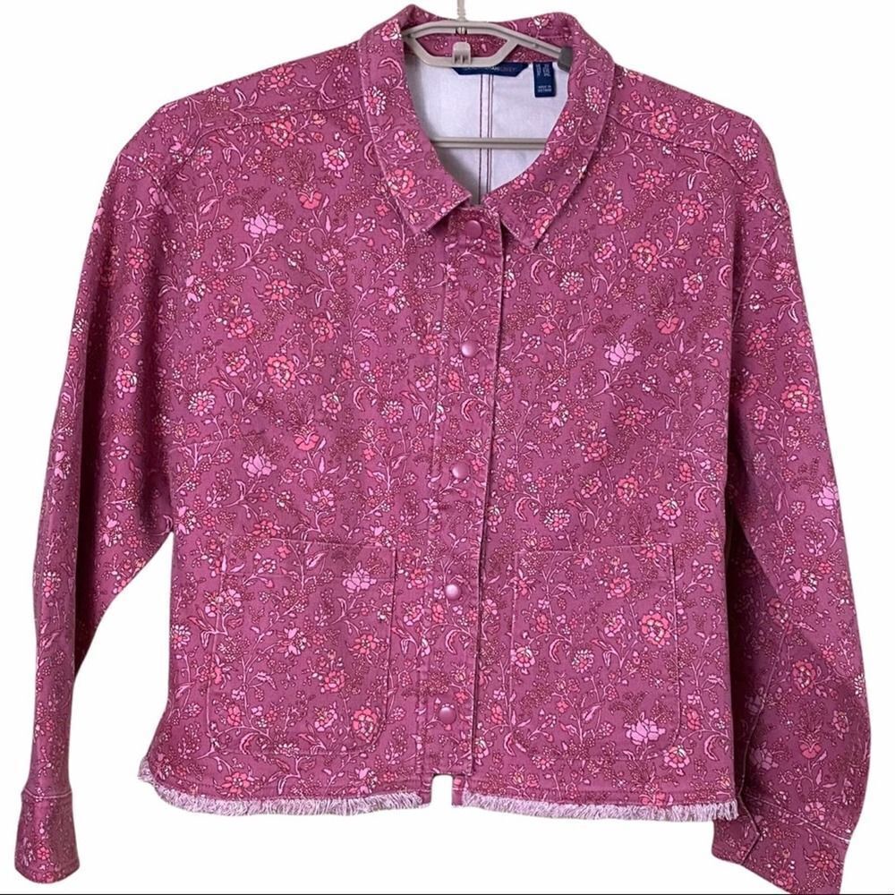 ISAAC MIZRAHI LIVE Pink Floral Denim Jacket NWOT - Picture 2 of 7
